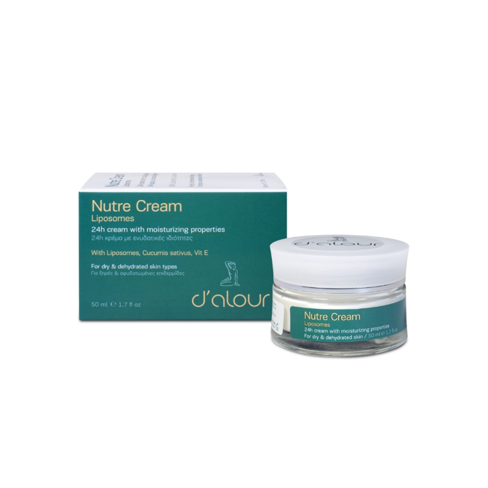 d’alour Nutre Cream - Liposomes Apali 24ori Bathia Enudatiki Krema Prosopou me Liposomata ga Xires Afudatomenes kai Orimes Epidermides 50 ml