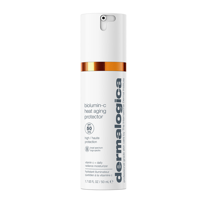 Dermalogica Biolumin-C Heat Aging Protector SPF 50 Kathimerini Enudatiki Krema me Bitamini C kai Antiliaki Prostasia SPF 50 ga Pio Foteini Epidermida 50ml