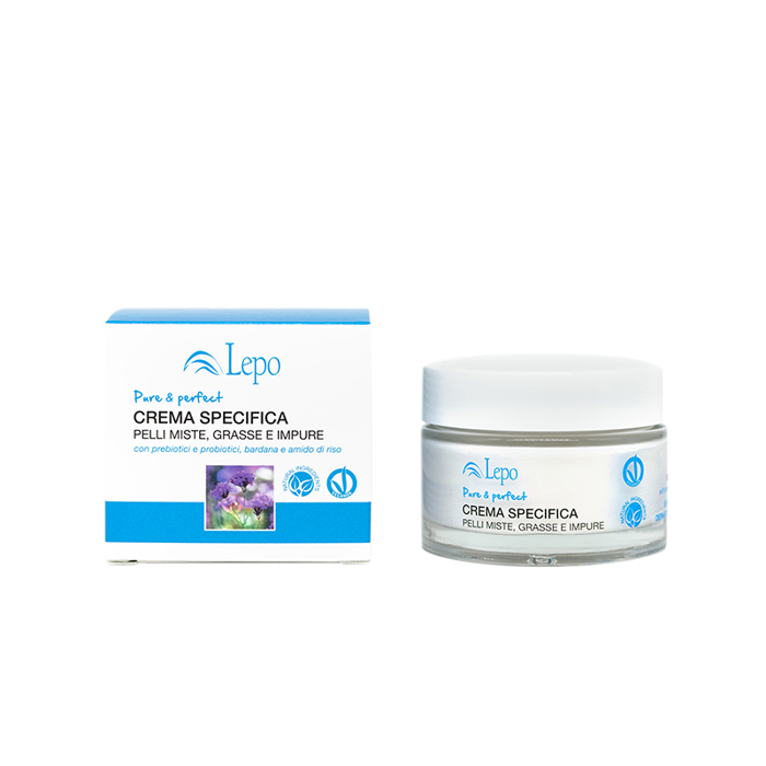 Lepo Special  Καταπραϋντική Ενυδατική Κρέμα Προσώπου με Πρεβιοτικά Προβιοτικά Κολλιτσίδα και Άμυλο Ρυζιού - Ιδανική για Μικτές Λιπαρές και Τάση για Ακμή Επιδερμίδες (Μαυρα Στίγματα Διασταλμένοι Πόροι) 50ml