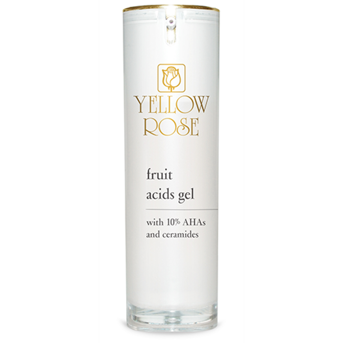 Yellow Rose FRUIT ACIDS GEL Oros ananeosis me 10% oxea frouton (gukoliko, glaktiko, kitriko, tartariko kai miliko oxu) kai Ceramides ga ola ta dermata 30ml