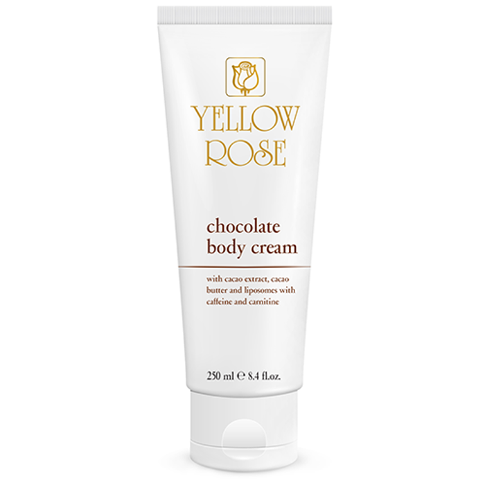 Yellow Rose CHOCOLATE BODY CREAM Enudatiki kai threptiki krema somatos me sokolata kai lipolutika sustatika 250ml