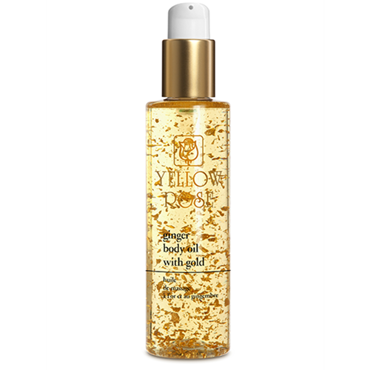Yellow Rose GINGER BODY OIL Για απισχναντικό μασάζ με αιθέριο έλαιο Τζίντζερ, Χρυσό 23Κ, φυτικά λάδια και εκχυλίσματα 200ml