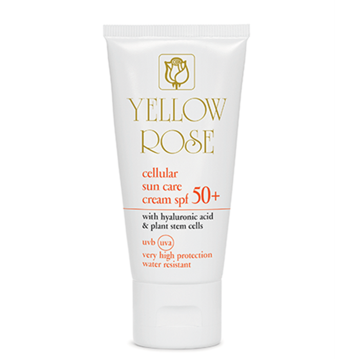 Yellow Rose CELLULAR SUN CARE CREAM SPF50+ Antirutidiki antiliaki krema polu upsilis prostasias me futika Blastokuttara kai ualouroniko oxu 50ml