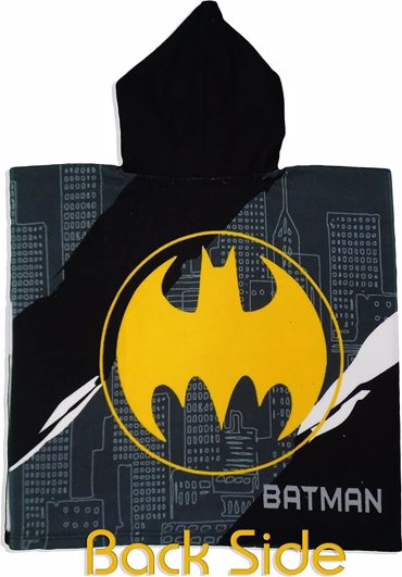 BESTFOR Batman Πόντσο - Μπουρνούζι με Κουκούλα ''Μπάτμαν''  Διαστάσεις 55Χ110 Χρώμα Μαύρο